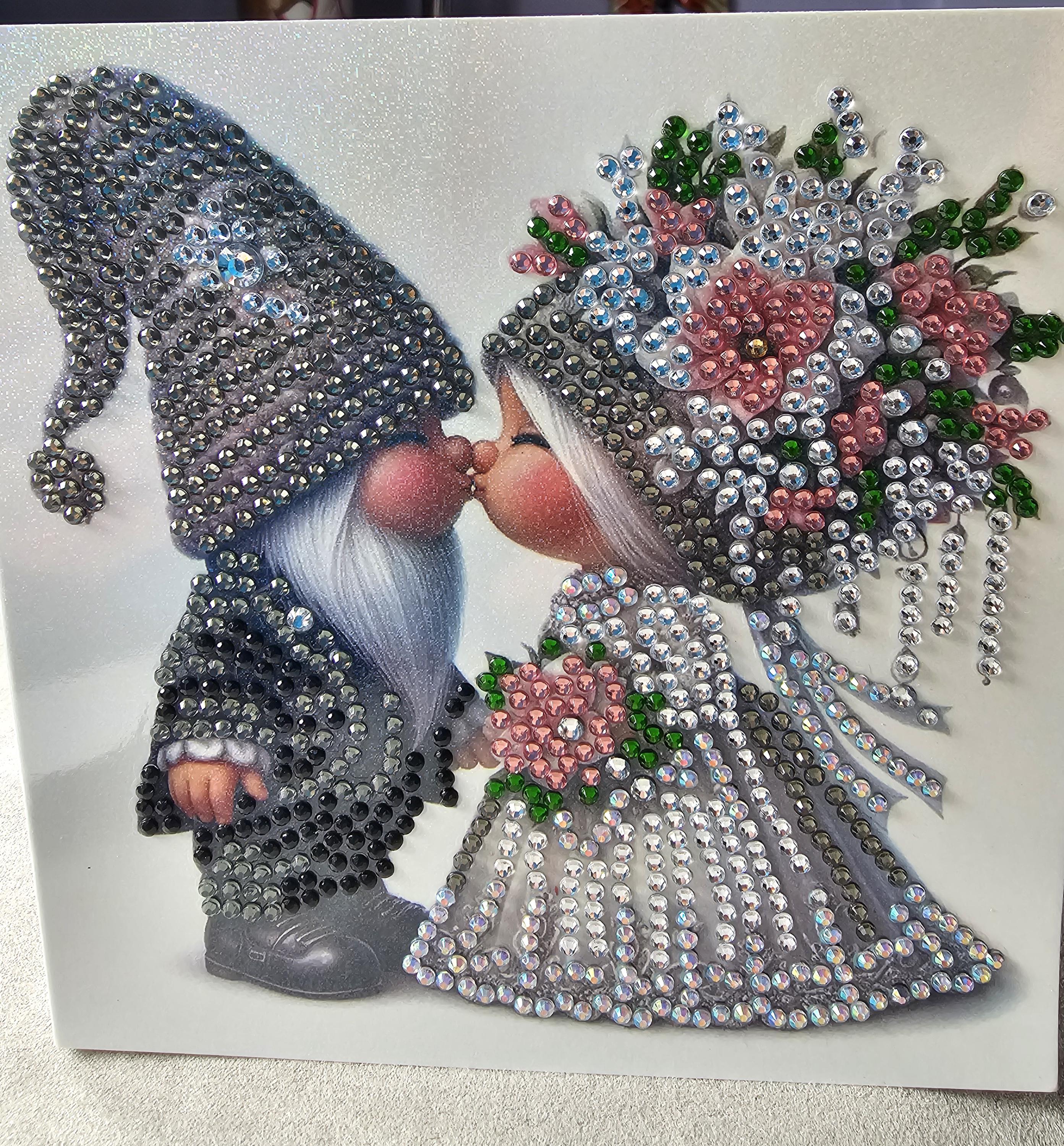 Diamond Art Gnome Bride & Groom Wedding Cards - various designs