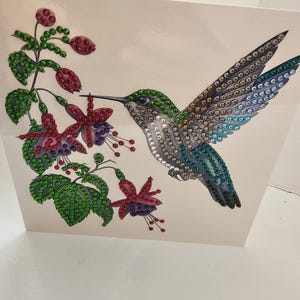 Cartão de felicitações em branco e envelope com beija-flor da Diamond Art - vários designs