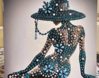 Diamond Art silhouette dames blanco wenskaarten - art deco, elegant - verschillende ontwerpen - optionele personalisatie