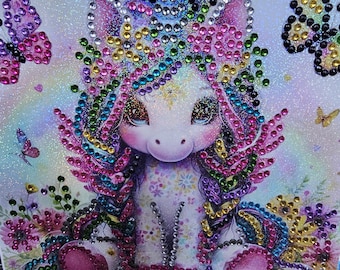 Diamond Art Unicorn Greetings Card:  Blank Inside