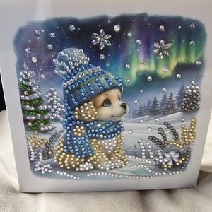 Tarjetas navideñas de invierno con diseño de cachorros de diamantes (varios diseños)