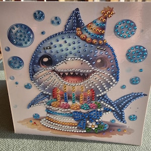 Cartões de aniversário infantis estilo Baby Shark da Diamond Art - vários designs