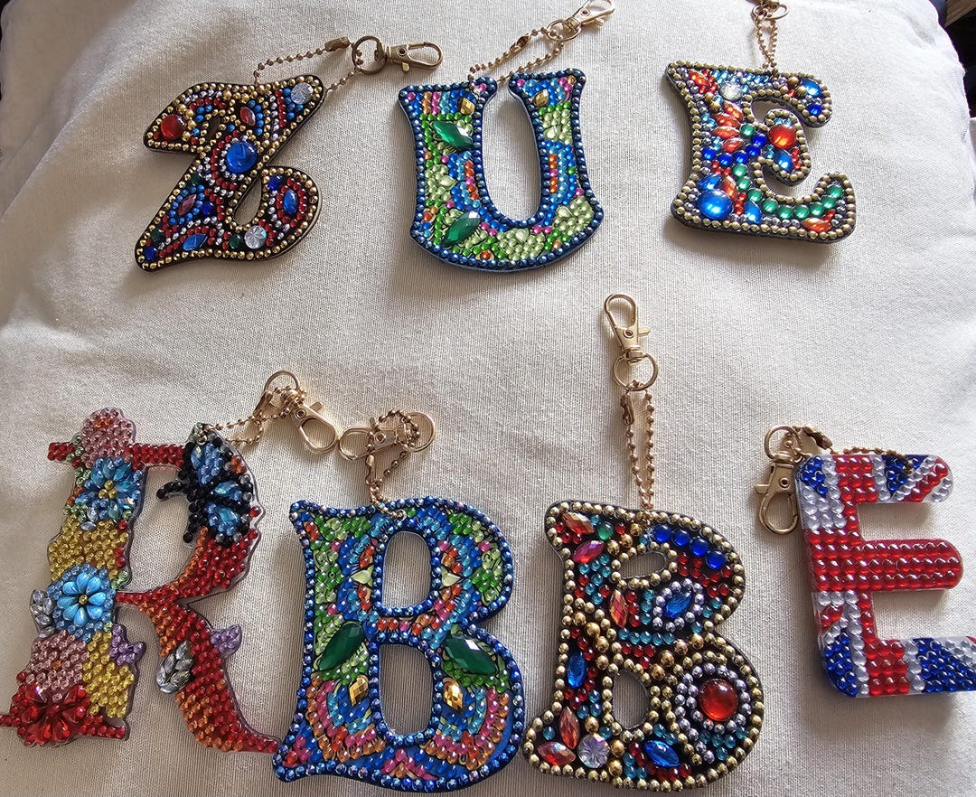 Diamond Art Alphabet Letter Keyring/bag Charms - Various Designs - Etsy
