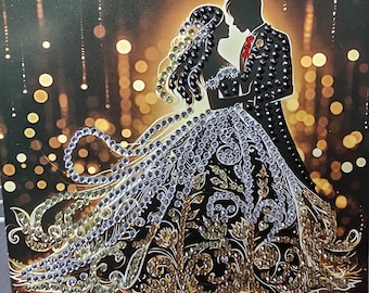 Diamond Art-trouwkaart - bruid en bruidegom - verschillende ontwerpen - optionele personalisatie