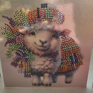 Cartão de felicitações em branco e envelope Diamond Art Tartan Sheep - vários designs