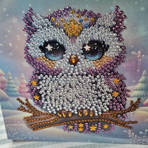 Tarjetas de agradecimiento de búho en blanco con diseño de diamante: varios diseños