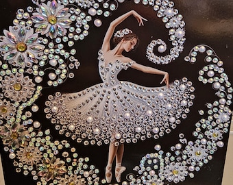 Tarjeta de felicitación en blanco con diseño de bailarina de ballet con diseño de diamante (varios diseños, personalización opcional)