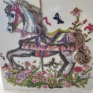 Biglietto d'auguri vuoto con cavallo da giostra Diamond Art - vari design