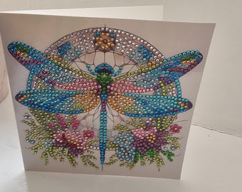Diamond Art Dragonfly blank greetings card & envelope - various designs
