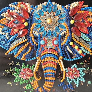 Cartão de felicitações em branco com elefante vibrante da Diamond Art - vários designs