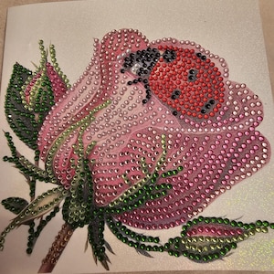 Cartão de felicitações em branco com joaninha e flor e envelope Diamond Art - vários designs