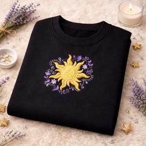 Embroidered Rapunzel Sun PNG, Tangled Sun PNG, Vintage Celestial SunPNG, Disney Rapunzel PNG, Disney Girls Trip 2026