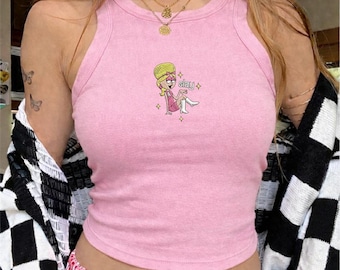 Embroidered Lizzie McGuire Slay Tank Top, 2000s Nostalgia Cartoon Custom Tank, Y2K Hot Girls Summer Outfit