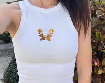 Embroidered Chip N Dale Est 1943 Tank Top, Main Street USA Sweatshirt, Double Trouble Sleeve Hoodie, Retro Vintage Disney Chipmunk Apparel