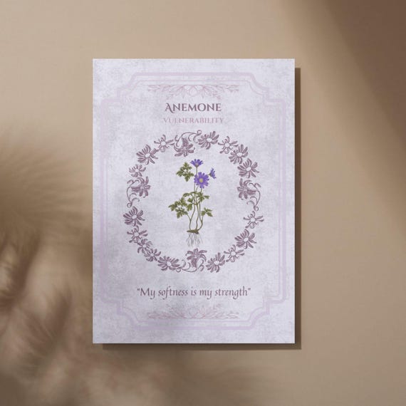 Anemone Flower Oracle Card: Botanical Art Print (Digital Download)