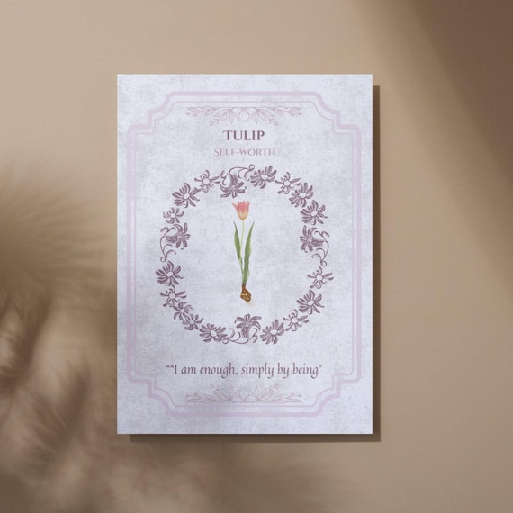 Tulip Flower Oracle Card | Perfect Love Print | Digital Download | Tulip Art | Love Declaration | Spring Beauty