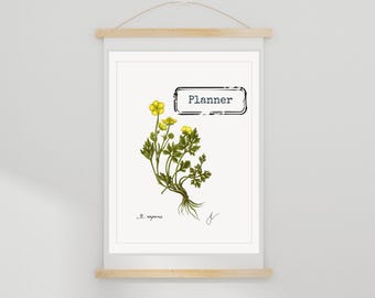 Botanical Monthly Planner Printable | Vintage Floral Wall Calendar