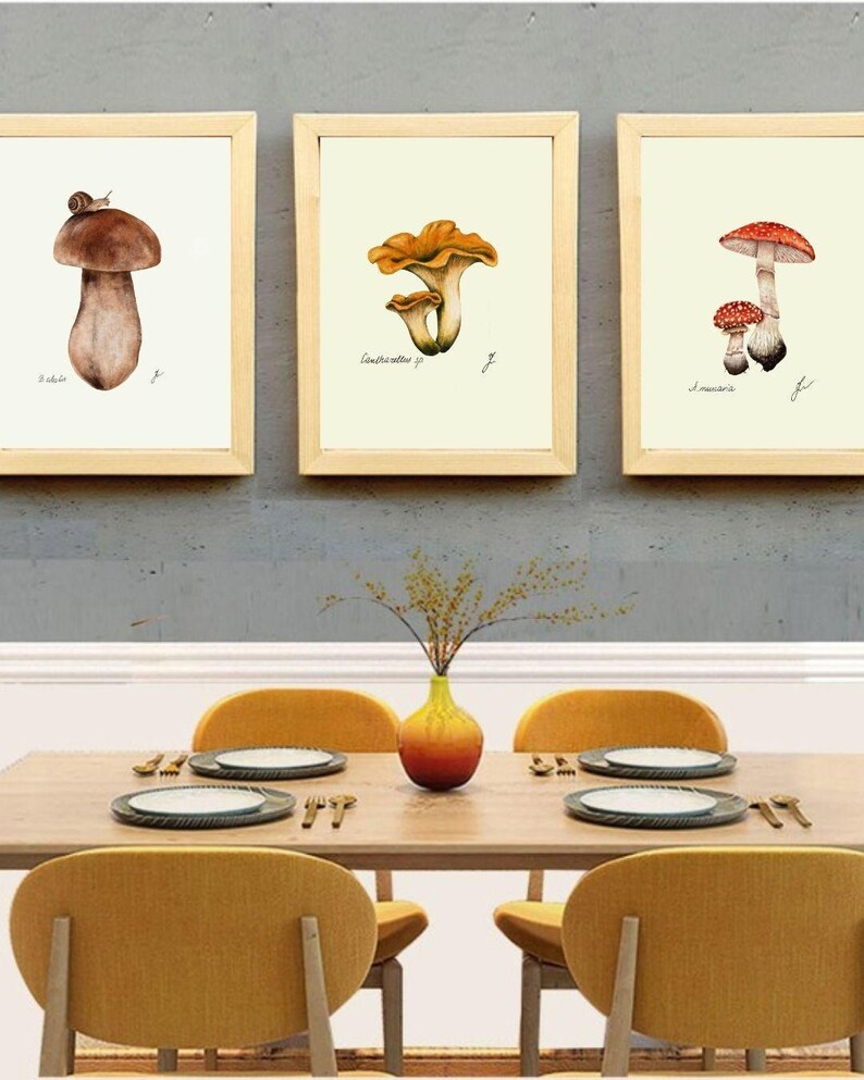 Mushroom Prints: Botanical Fungi Art, Forager Kitchen Decor (Digital Download) image 9