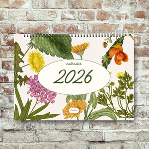 2026 Botanical Wall Calendar | Art Nouveau Floral Print (Digital Download) image 2