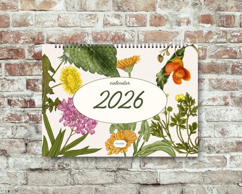 2026 Botanical Wall Calendar | Art Nouveau Floral Print (Digital Download) image 2