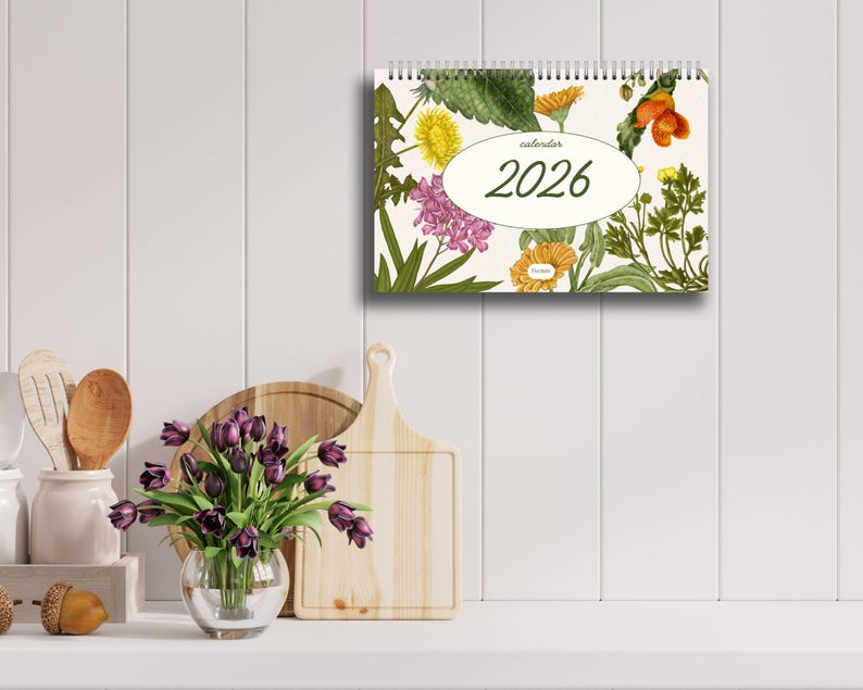 2026 Botanical Wall Calendar | Art Nouveau Floral Print (Digital Download) image 9