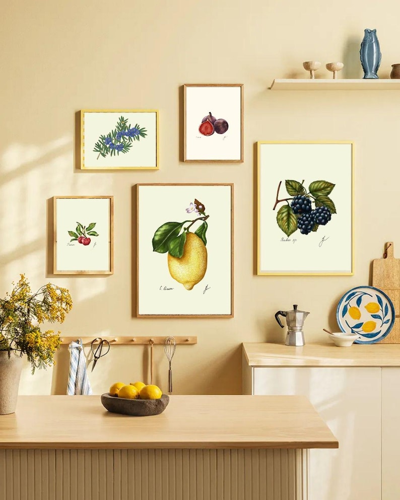 Botanical Fruit Prints: Kitchen Dining Room Wall Art (Digital Download) image 2