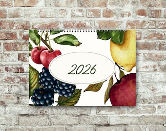 2026 Kitchen Wall Calendar | Botanical Vegetable Art Printable