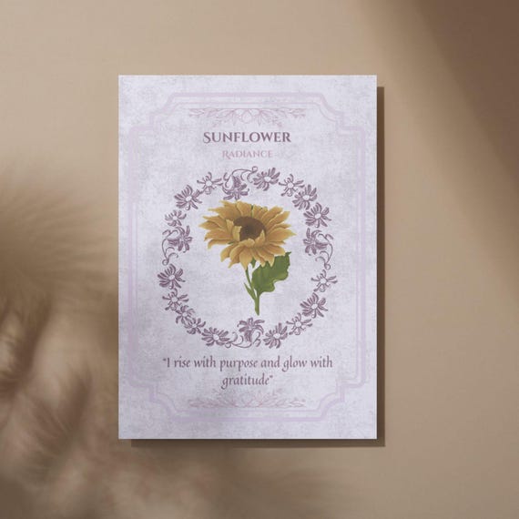 Sunflower Oracle Card Print: Joy, Loyalty, Solar Power (Digital Download