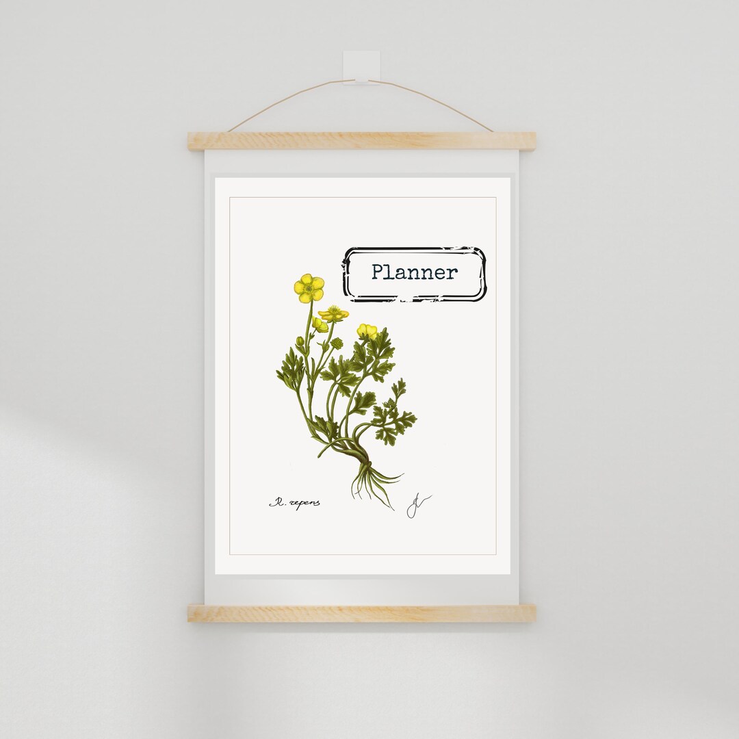 Botanical Monthly Planner Printable | Vintage Floral Wall Calendar - Etsy