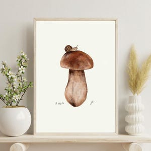 Vintage Porcini Mushroom Print: Kitchen Cottagecore Wall Art (Digital Download
