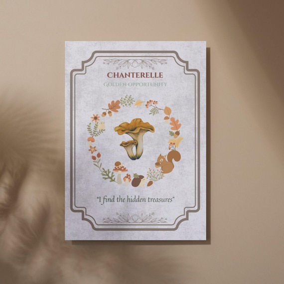 Chanterelle Mushroom Oracle Card | Fungi Art Print | Digital Download | Foraging Art | Mushroom Oracle | Nature Wisdom