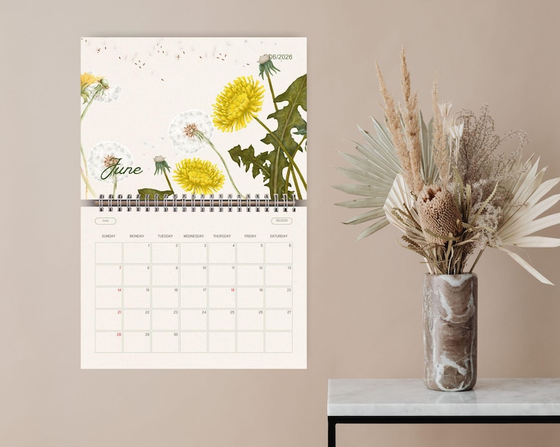 2026 Botanical Wall Calendar | Art Nouveau Floral Print (Digital Download) image 1