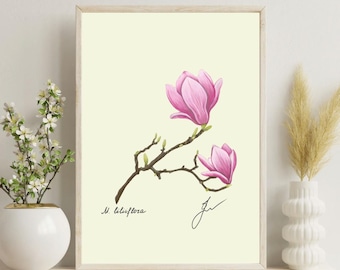 Vintage Magnolia Print: Southern Botanical Illustration (Digital Download)