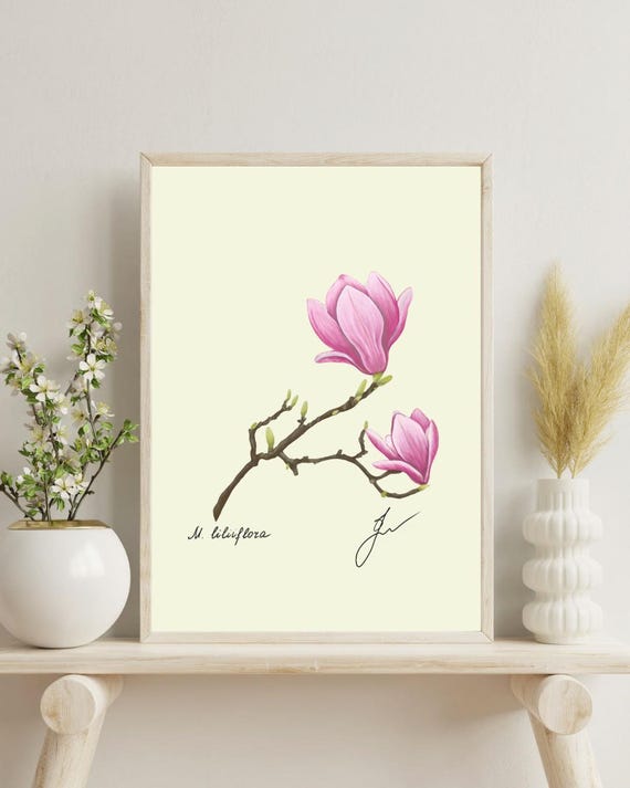 Vintage Magnolia Print: Southern Botanical Illustration (Digital Download)