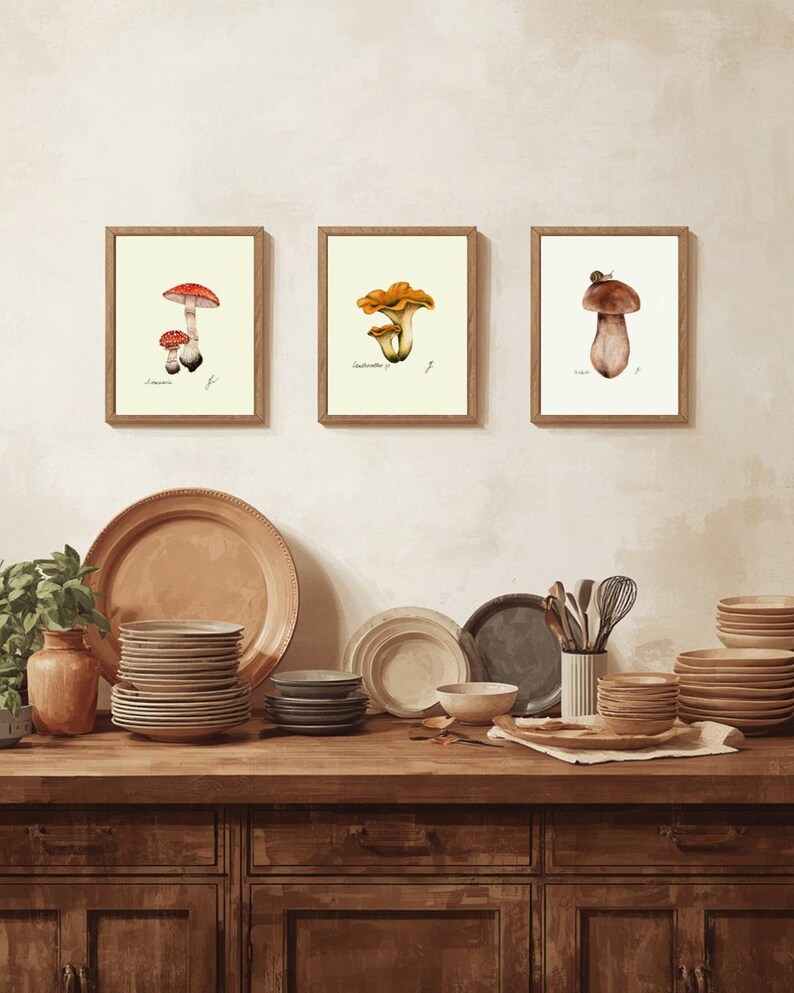 Mushroom Prints: Botanical Fungi Art, Forager Kitchen Decor (Digital Download) image 11