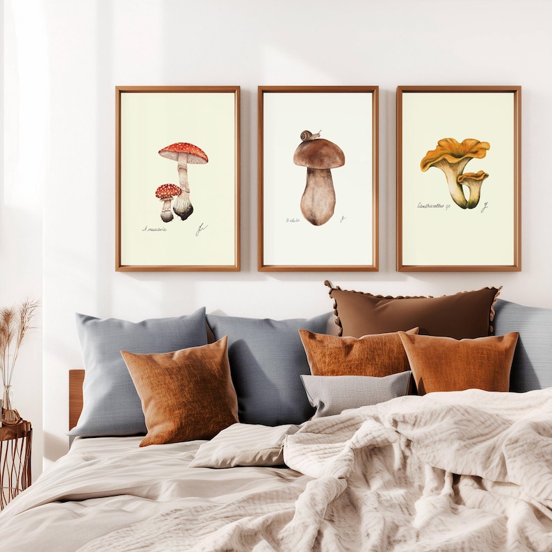 Mushroom Prints: Botanical Fungi Art, Forager Kitchen Decor (Digital Download) image 3