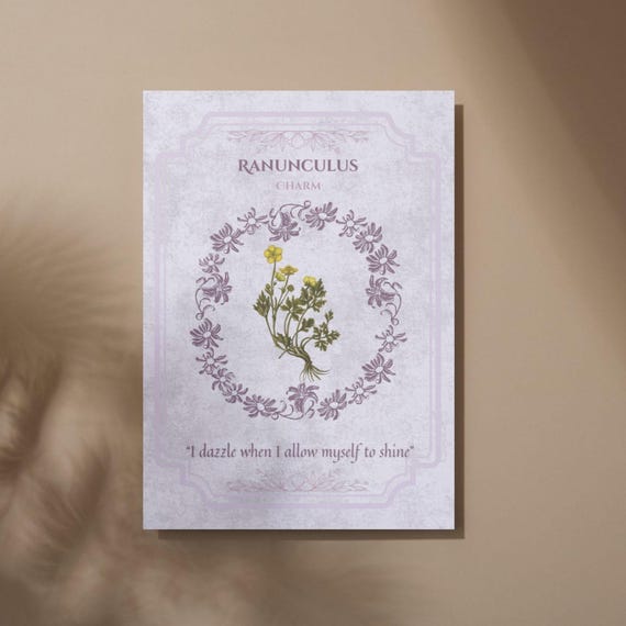 Ranunculus Flower Oracle Card | Buttercup Print | Digital Download | Layered Beauty | Ranunculus Oracle | Spring Flower