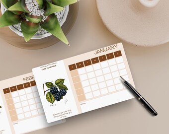 Botanical Monthly Planner | Cream Floral Printable Wall Calendar