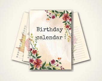 Birthday Calendar Printable | Floral Botanical Anniversary Tracker