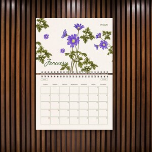 2026 Botanical Wall Calendar | Art Nouveau Floral Print (Digital Download) image 8