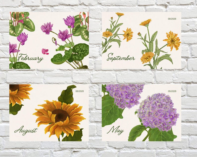 2026 Botanical Wall Calendar | Art Nouveau Floral Print (Digital Download) image 3
