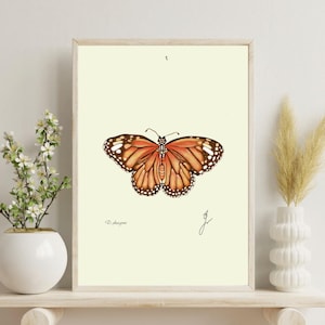 Monarch Butterfly Print | Vintage Insect Wall Art | Digital Download | Naturalist Home Decor | Gallery Wall Art | Printable Illustration
