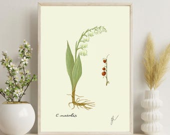 Impression de muguet | Art mural fleur de printemps en téléchargement numérique