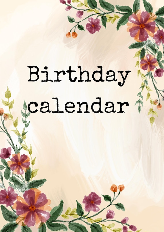 Floral Birthday Perpetual Calendar: Vintage Printable Planner (Digital Download)