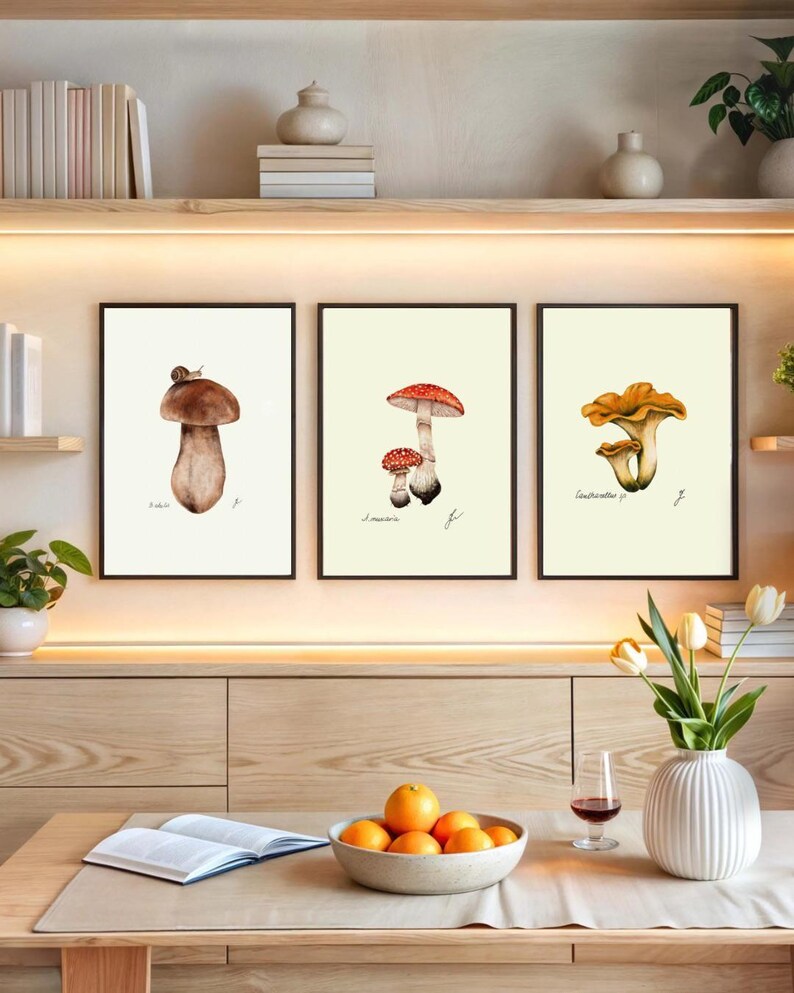 Mushroom Prints: Botanical Fungi Art, Forager Kitchen Decor (Digital Download) image 13