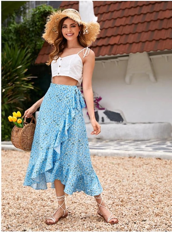 Wrap Skirt Sewing Pattern Ruffle Hem Skirt Pattern Maxi Skirt