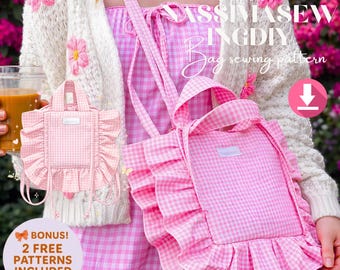 Ruffled Tote Bag Sewing Pattern, Shoulder Bag, PDF Guide