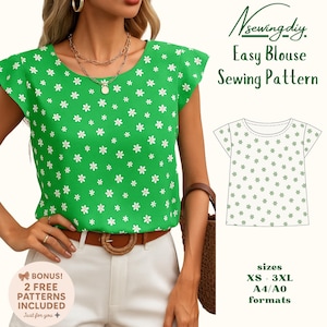Blouse Sewing Pattern for Women PDF | XS-XXXL | Top Sewing Pattern | Women Sewing Pattern | Easy Blouse Pattern | Beginner Sewing Pattern