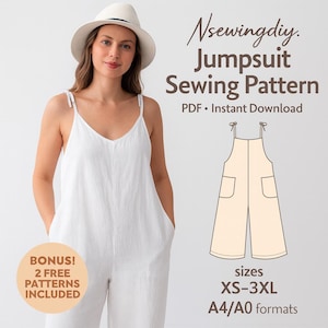 Tie Shoulder Jumpsuit Sewing Pattern – PDF Women’s Jumpsuit Pattern | Comfy & Stylish Summer Jumpsuit DIY Sewing Pattern | Instant Download