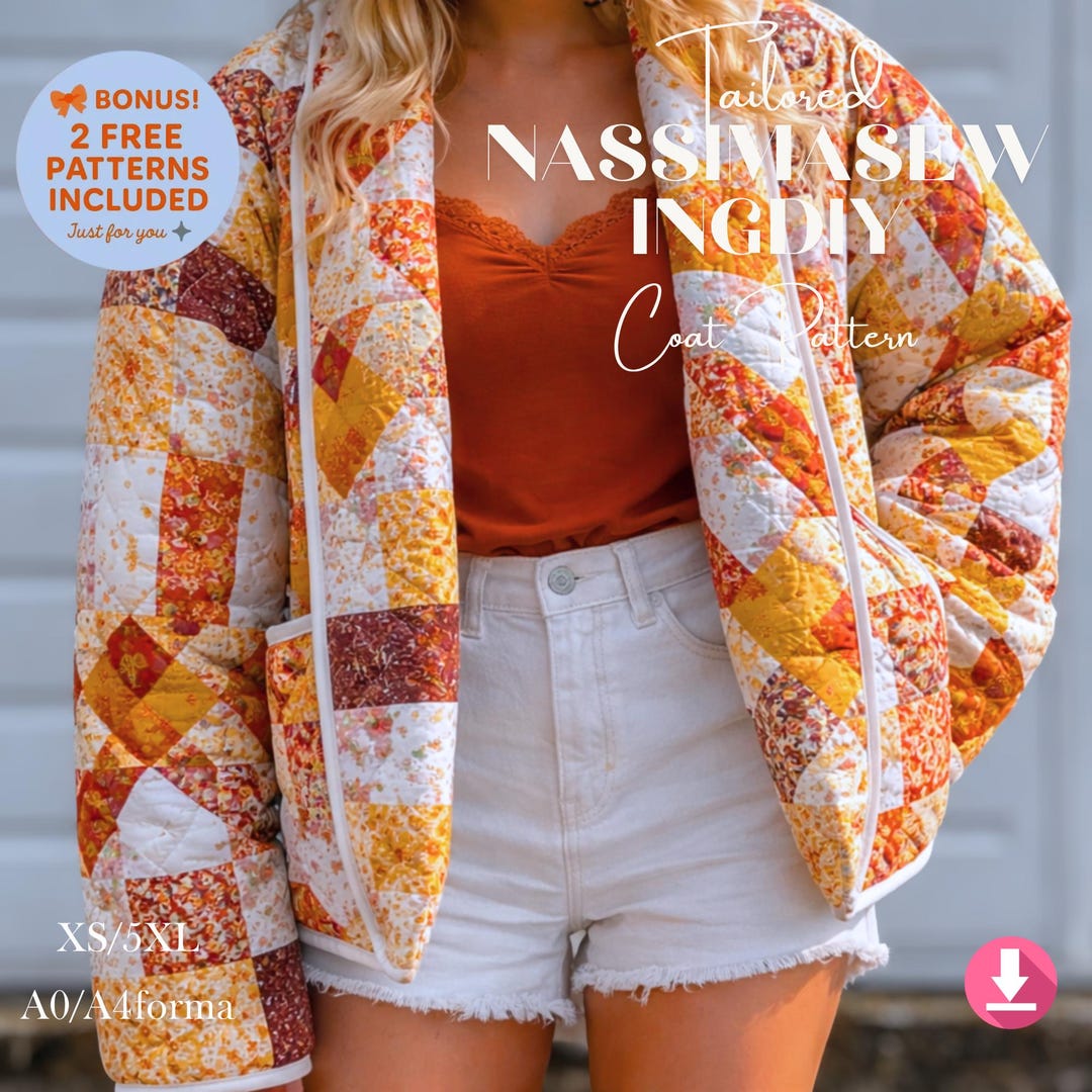 Overocoat Pattern Quilted Patchwork Jacket Sewing Pattern: Women's Overcoat (PDF Pattern ...